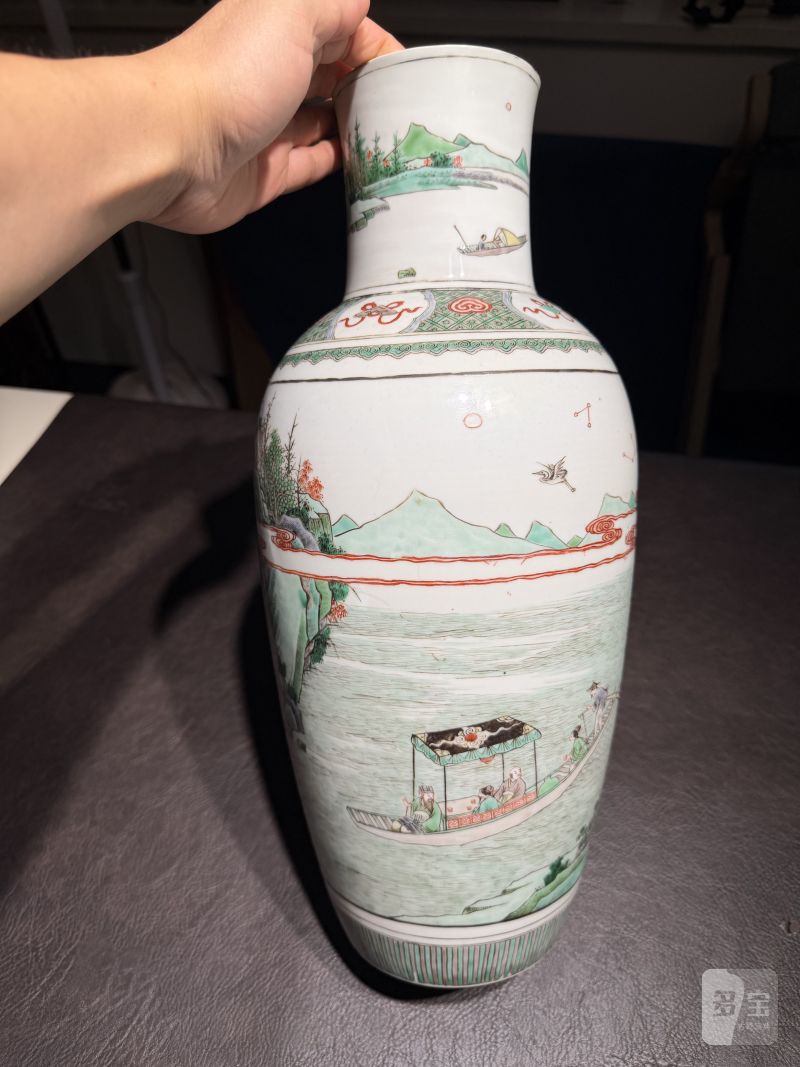 清康熙 五彩“后赤壁赋”诗文观音瓶 - 图7